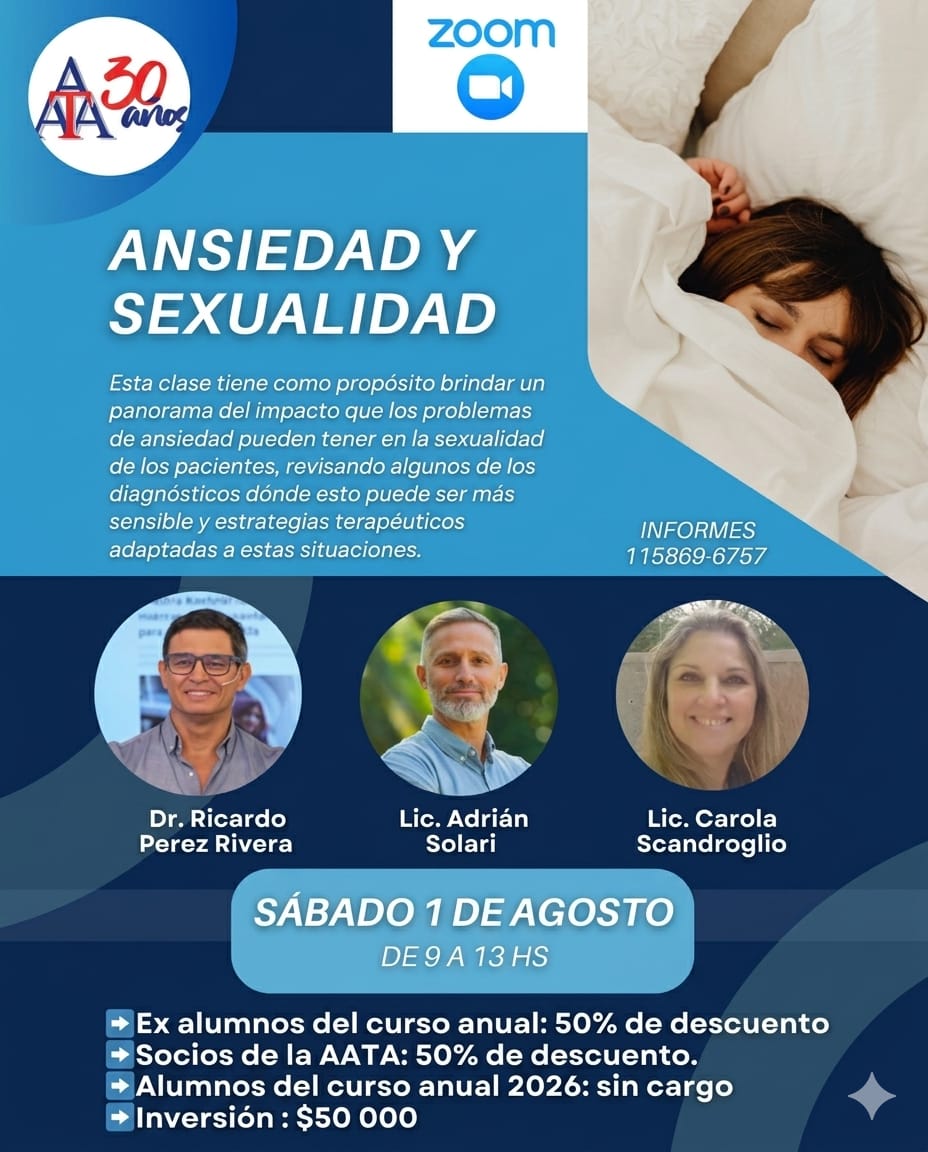 
Deprecated: Function utf8_encode() is deprecated in /home/asocata/public_html/index.php on line 216
Clase complementaria: Ansiedad y Sexualidad